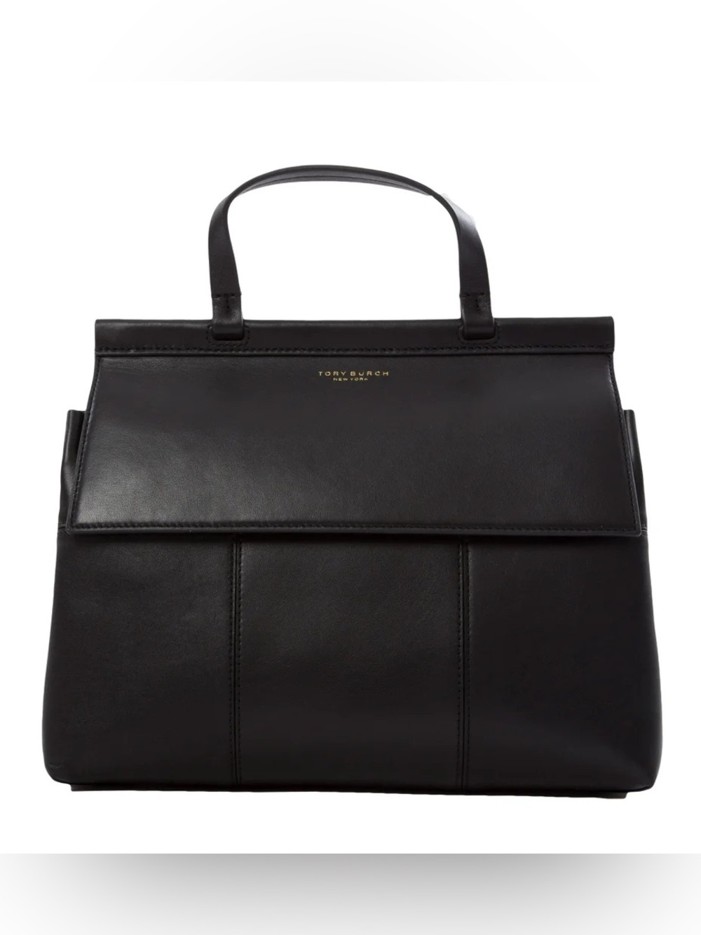 Tory Burch Block T Leather Satchel Bag Black Quiet Luxury Goth Romantic